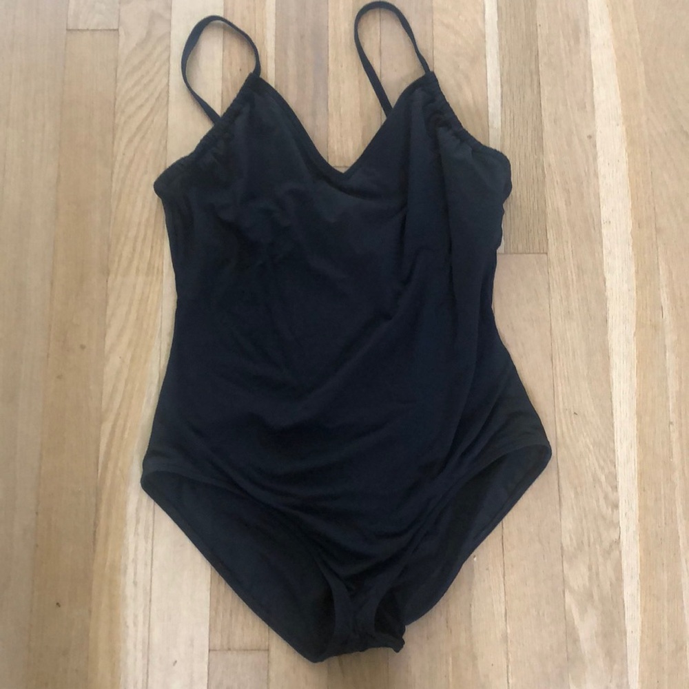 Black one piece Michael Kors V Neck Swimsuit